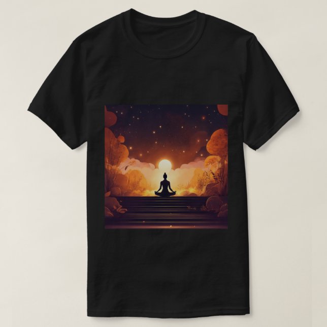 Zen Reflections: Buddha Meditation Outline Collect T-Shirt (Design Front)