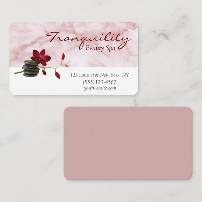 Zen Rocks Floral Beauty Spa Massage Therapist Business Card (Front/Back)