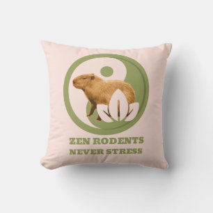 Zen Rodents Never Stress Capybara Humour Cushion