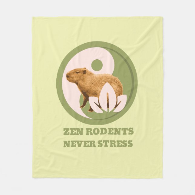 Zen Rodents Never Stress Capybara Humour Fleece Blanket (Front)