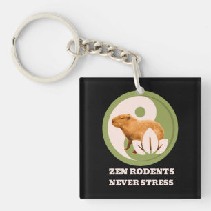 Zen Rodents Never Stress Capybara Humour Key Ring