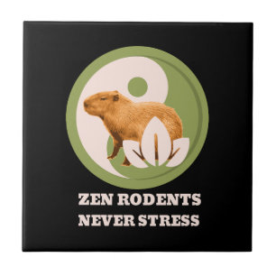 Zen Rodents Never Stress Capybara Humour Tile