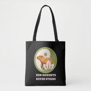 Zen Rodents Never Stress Capybara Humour Tote Bag