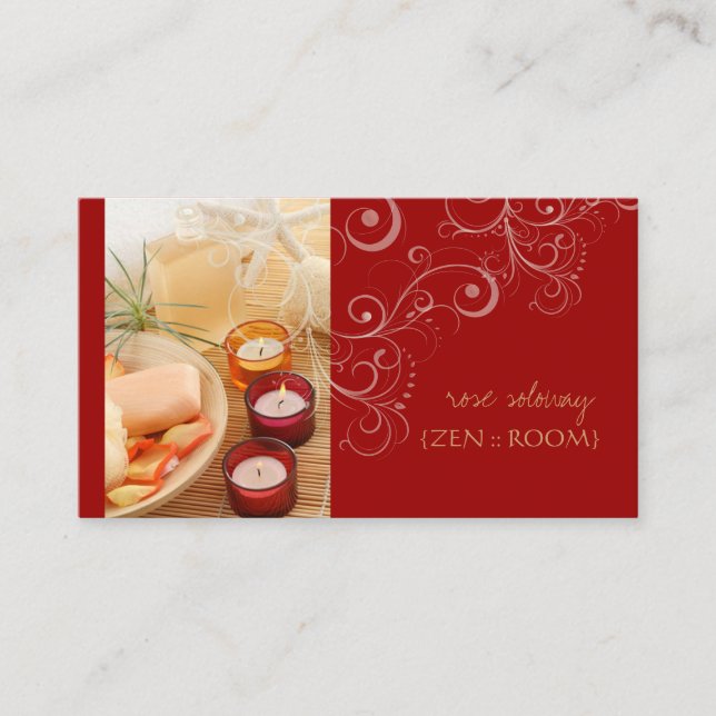 Zen room, candle + swirls business cards (Front)