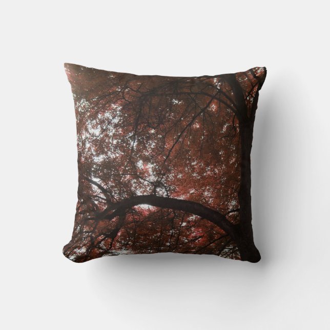 Zen rustic autumn fall amber tree garden cushion (Front)