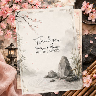 Zen Sakura Wedding Botanical Harmony Thank You Card