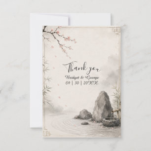 Zen Sakura Wedding Botanical Harmony Thank You Card