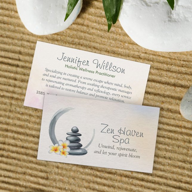 Zen Serenity Spa Watercolor Art Business Card (Creator Uploaded)
