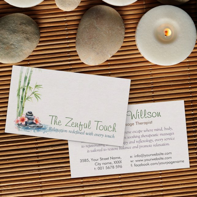 Zen Serenity Spa Watercolor Art Business Card (Creator Uploaded)