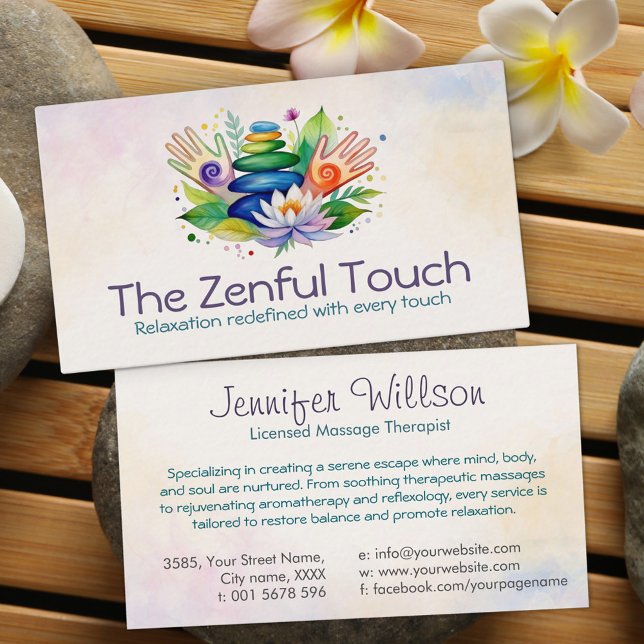 Zen Serenity Spa Watercolor Art Business Card (Creator Uploaded)