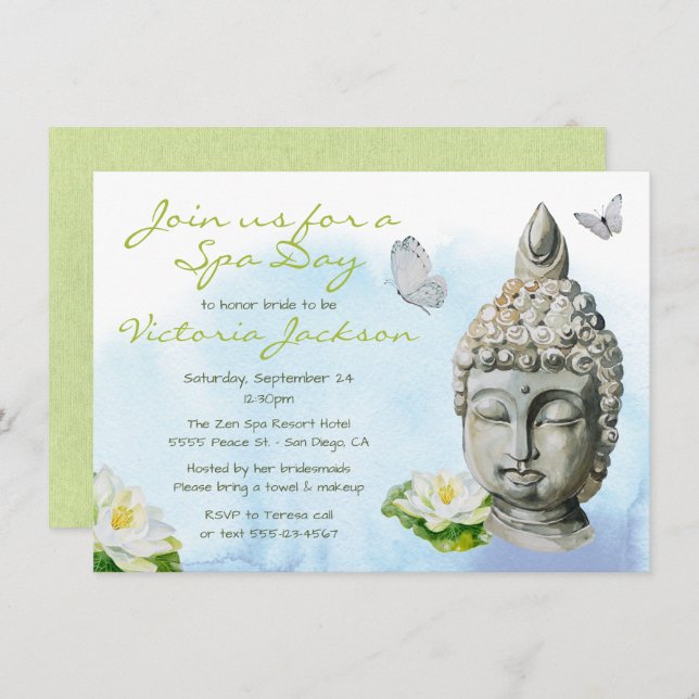Zen Spa Bridal Shower invitation (Front/Back)