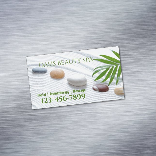 Zen SPA Salon Aromatherapy Massage Therapist Magnetic Business Card (In Situ)