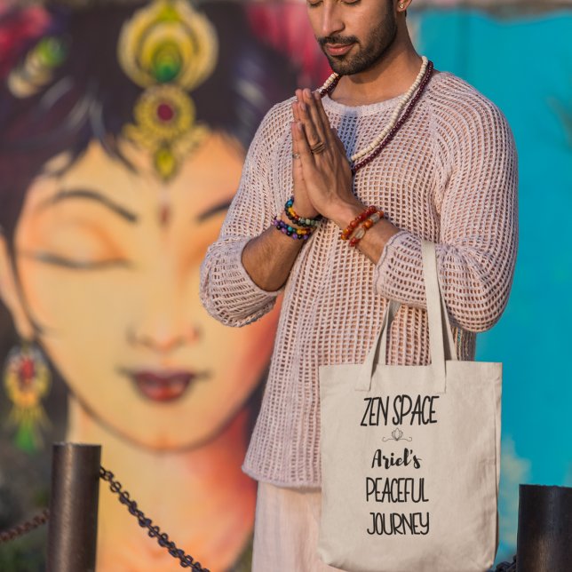 Zen Space Personalised Yoga Meditation Boho Gift Tote Bag (Embrace the journey to inner peace and shop now to make it uniquely yours!)
