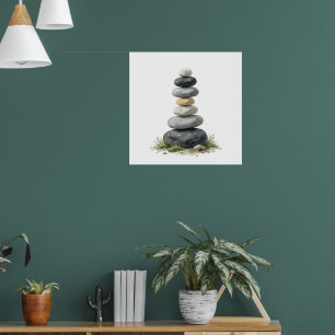 Zen Stacked Stones Nature Art Print Peaceful Wal