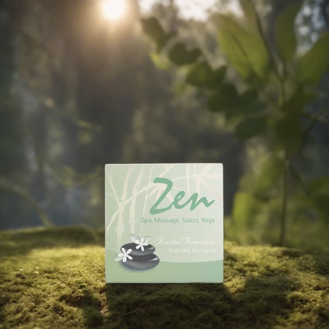 ZEN Stone Bamboo YOGA SPA Massage Beauty Salon Square Business Card (Creator Uploaded)