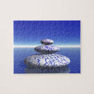 Zen Stone Blue Purple Ocean Love Peace Inspiration Jigsaw Puzzle