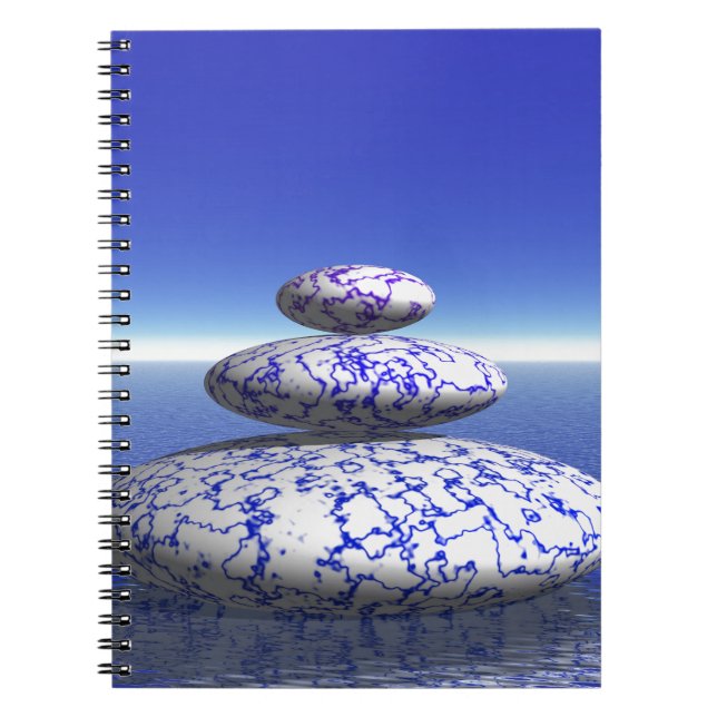 Zen Stone Blue Purple Ocean Love Peace Inspiration Notebook (Front)
