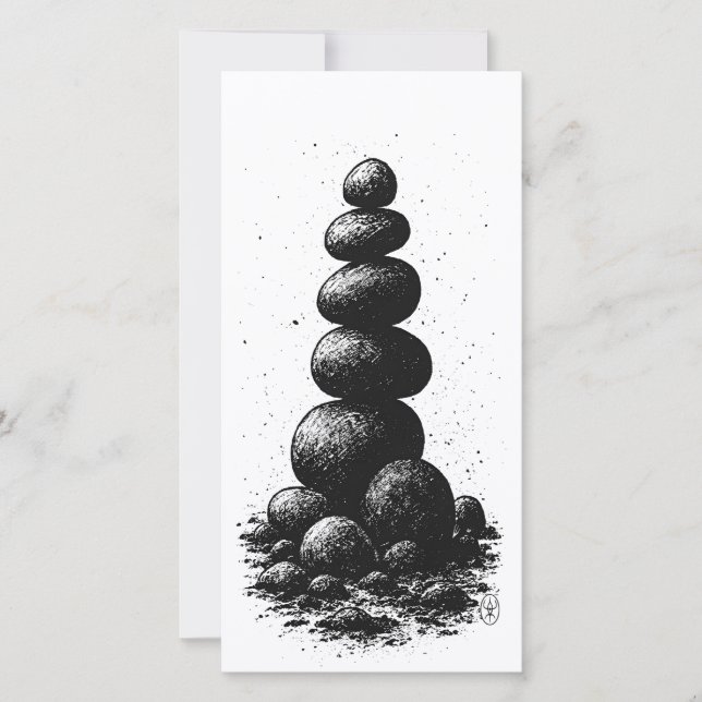 Zen Stone Cairn – Minimalist Ritual Invitation (Front)