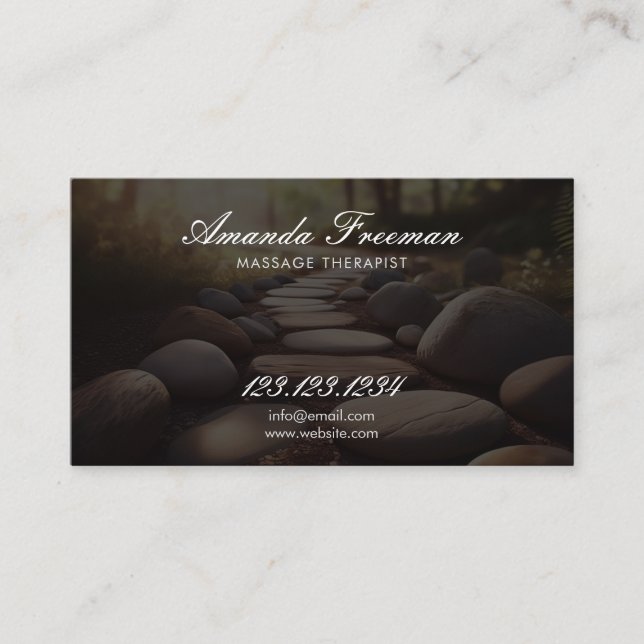 Zen Stone Path Massage Therapist Business Card (Front)