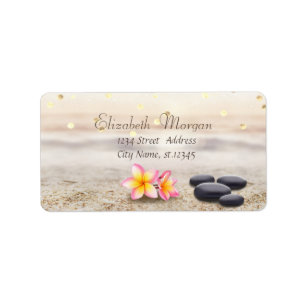 Zen Stones,Flowers, Faux Gold Foil Confetti  Label