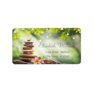 Zen Stones,Gold Foil Confetti,Landscape Label