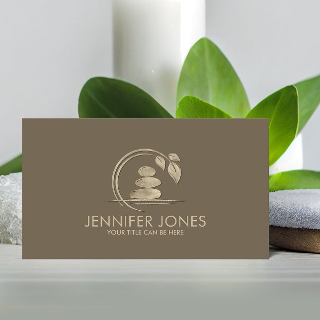 Zen Stones -harmony and tranquillity pastel gold Business Card (Creator Uploaded)