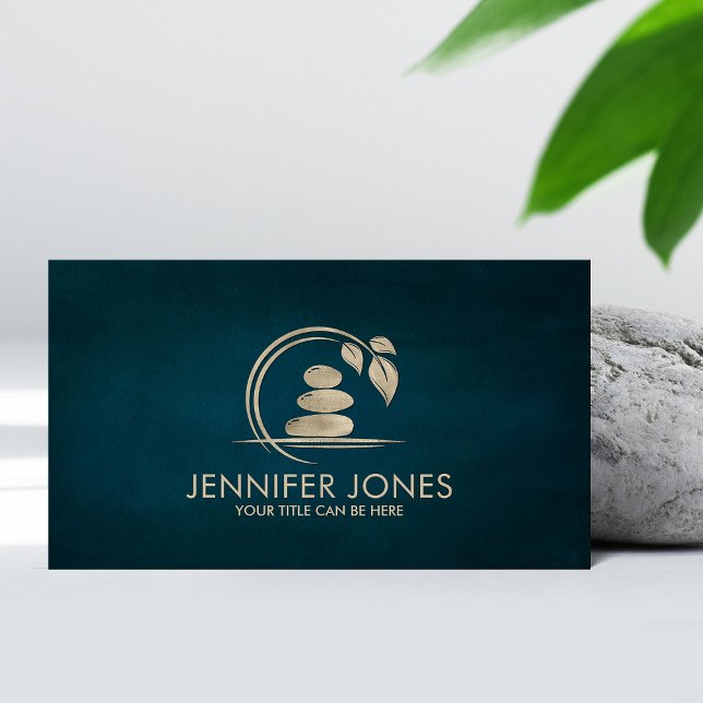 Zen Stones -harmony and tranquillity pastel gold  Business Card (Creator Uploaded)