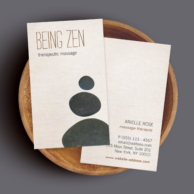 Zen Stones Massage Therapist & Meditation Teacher Business Card (Creator Uploaded)