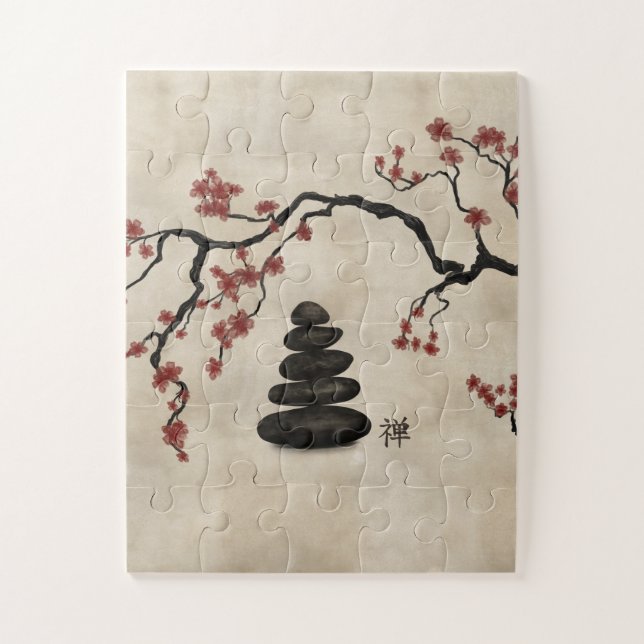 Zen stones Sakura Tree Jigsaw Puzzle (Vertical)