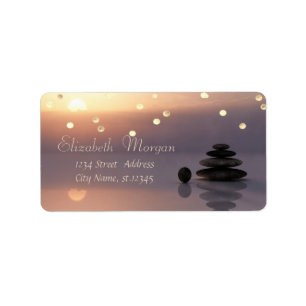 Zen Stones, Sunset, Faux Gold Foil Confetti Label