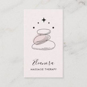 Zen Stones Symbol Logo Blush Pink Massage Therapy Business Card