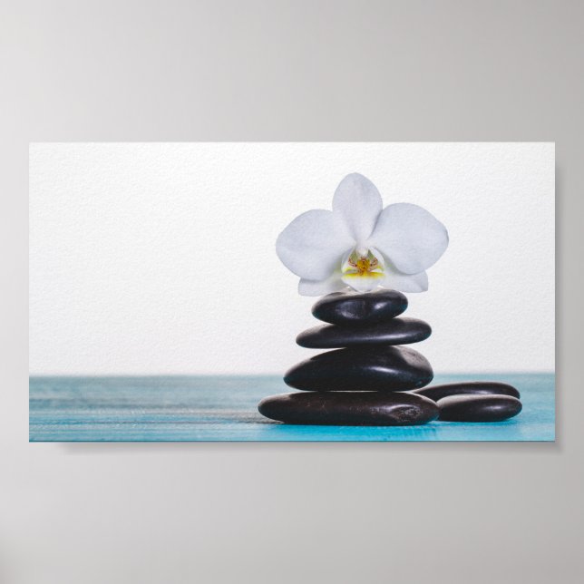 Zen Stones White Orchid Poster (Front)