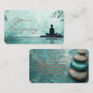 Zen Stones Yoga Fitness Turquoise copper Business Card