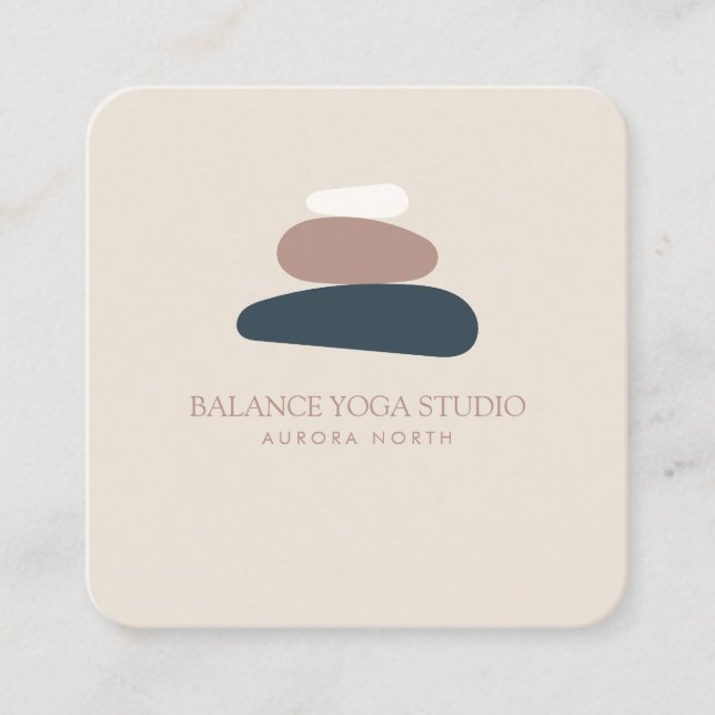 Zen Stones Yoga Instructor Custom Name Square Business Card (Front)