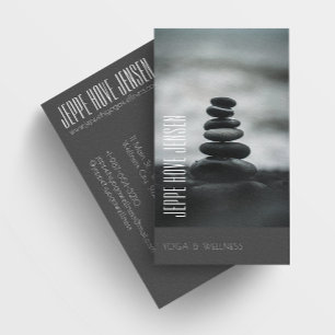 Zen Stones Yoga & Wellness Black and White Busine Business Card