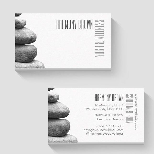 Zen Stones Yoga & Wellness White Business Card (Creator Uploaded)