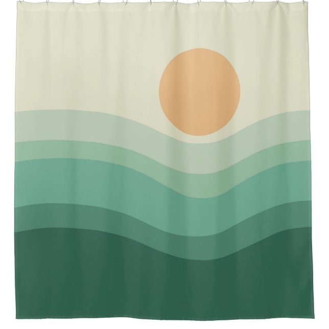 Zen Sun & Waves Shower Curtain (Front)