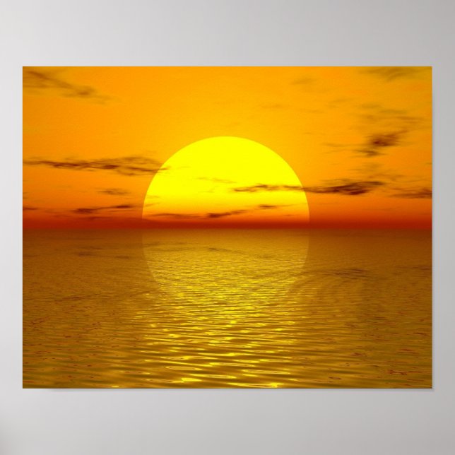 Zen Sunset Orange Yellow Ocean Love Peace Harmony Poster (Front)