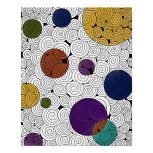 Zen Swirls with Colour Bubbles poster