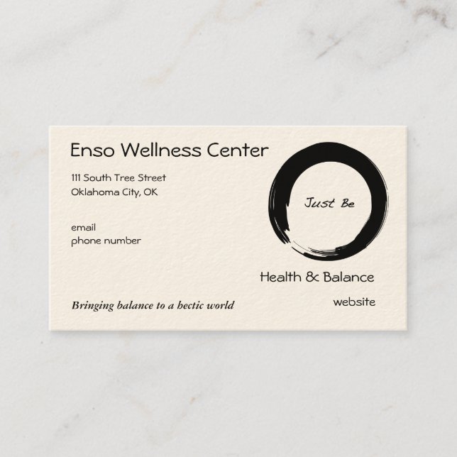 Zen Symbol with "Just Be" Business Card (Front)