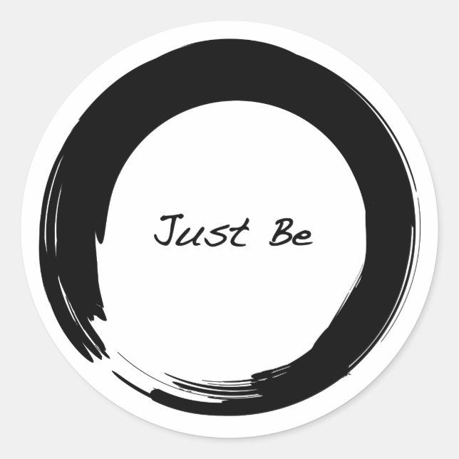 Zen Symbol with "Just Be" Classic Round Sticker (Front)