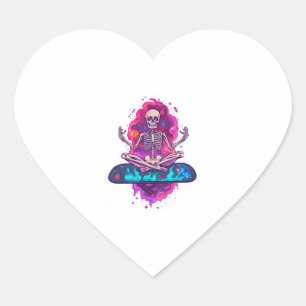 Zen to the Bone � Funny Space Yoga Skeleton Heart Sticker