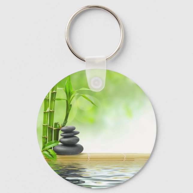 Zen tranquility water garden by healing love key ring (Front)