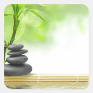 Zen tranquillity water garden by healing love square sticker