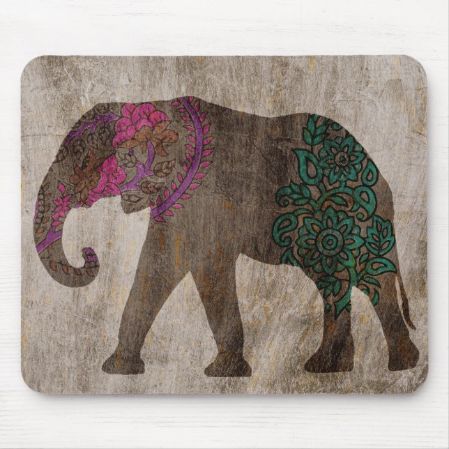 Zen Tribal Asian Elephant Mouse Mat (Front)