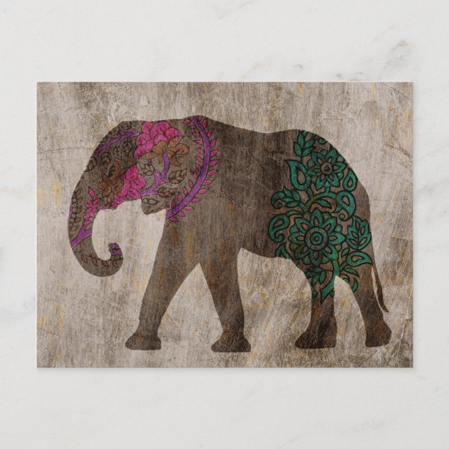 Zen Tribal Asian Elephant Postcard (Front)