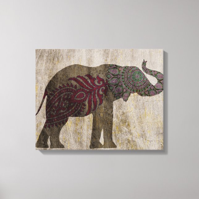 Zen Tribal Elephant Canvas Print (Front)