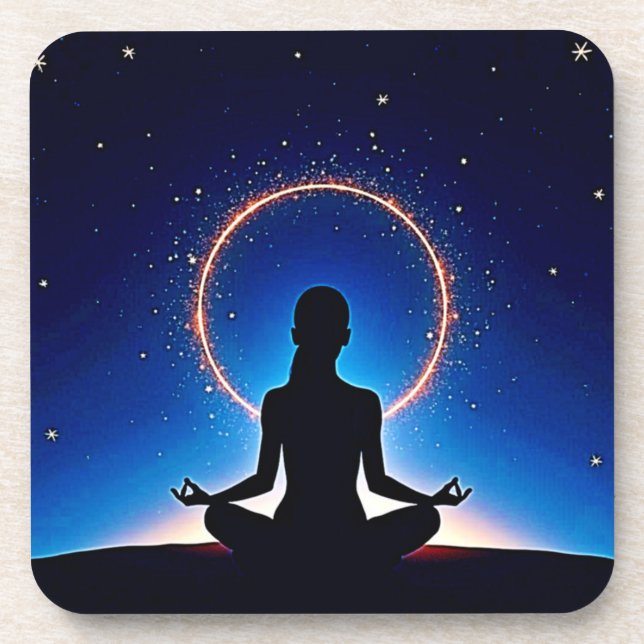 Zen Under Stars: Cosmic Meditation Coaster (Front)