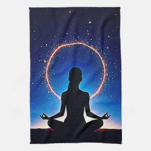 Zen Under Stars: Cosmic Meditation Tea Towel