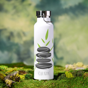 Zen water bottle with massage stones and bamboo